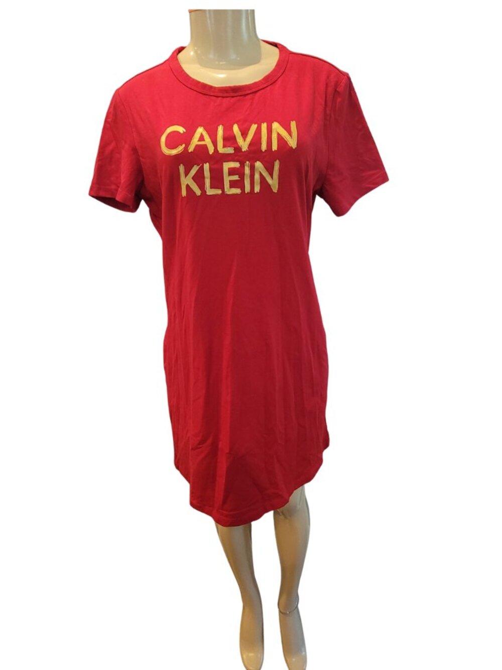 Calvin Klein Women's Short Sleeve Logo Round Neck T-Shirt Dress - Picture 2 of 10